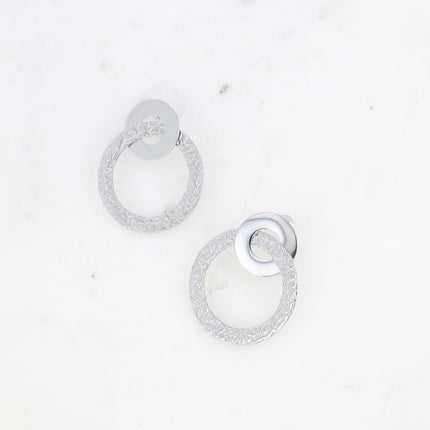 Boucles puces - double anneau figé, lisse et martelé
