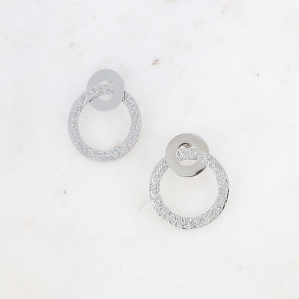 Boucles puces - double anneau figé, lisse et martelé