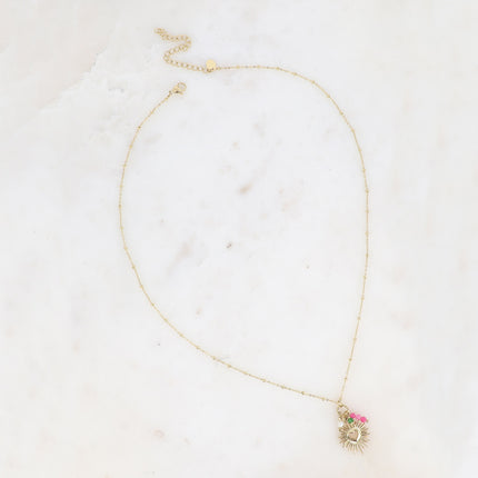 Collier Gaella - pierres naturelles, pendentif coeur ajouré