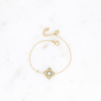 Bracelet - motif géométrique avec pierres naturelles et cristal taillé carré