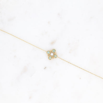 Bracelet - motif géométrique avec pierres naturelles et cristal taillé carré