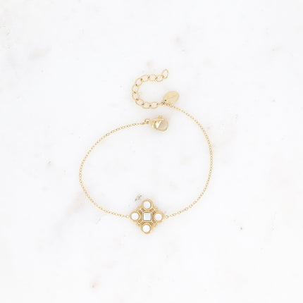 Bracelet - motif géométrique avec pierres naturelles et cristal taillé carré
