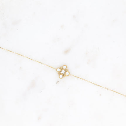 Bracelet - motif géométrique avec pierres naturelles et cristal taillé carré