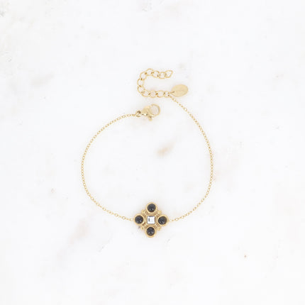 Bracelet - motif géométrique avec pierres naturelles et cristal taillé carré
