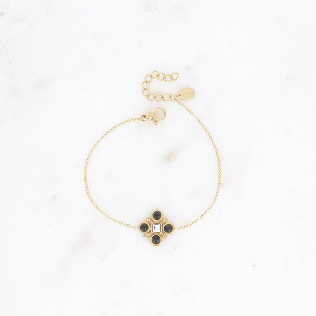 Bracelet - geometric pattern with natural stones and square-cut crystal