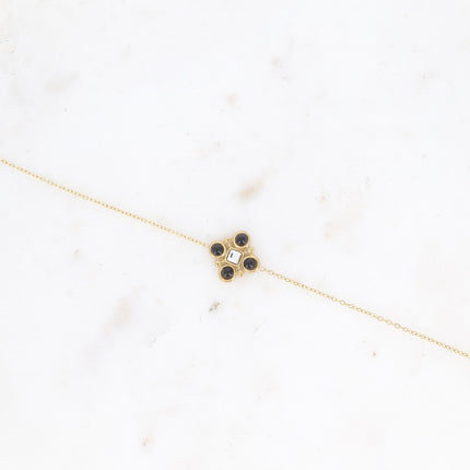 Bracelet - motif géométrique avec pierres naturelles et cristal taillé carré