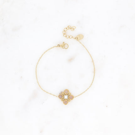 Bracelet - motif géométrique avec pierres naturelles et cristal taillé carré