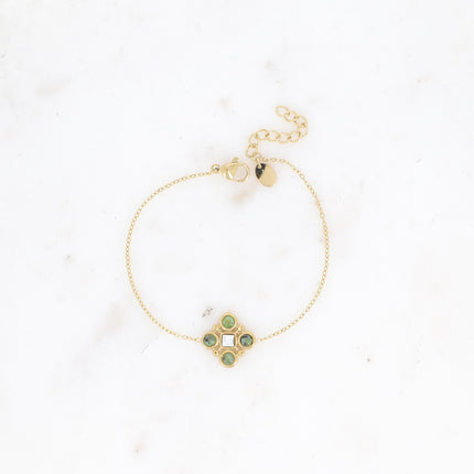 Bracelet - motif géométrique avec pierres naturelles et cristal taillé carré