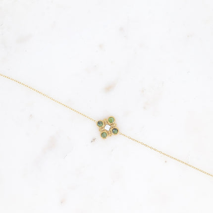 Bracelet - motif géométrique avec pierres naturelles et cristal taillé carré