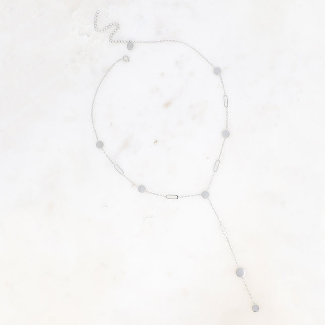 Akasya Y necklace - round and elongated oval openwork discs