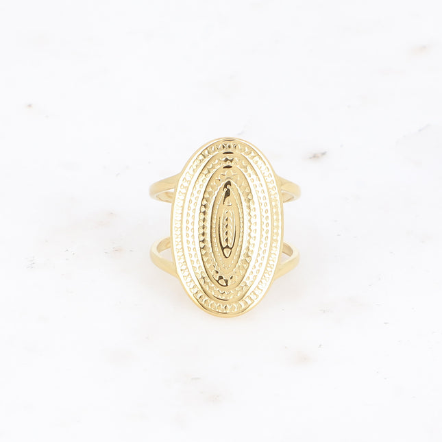 Blandine wide ring - large textured oval