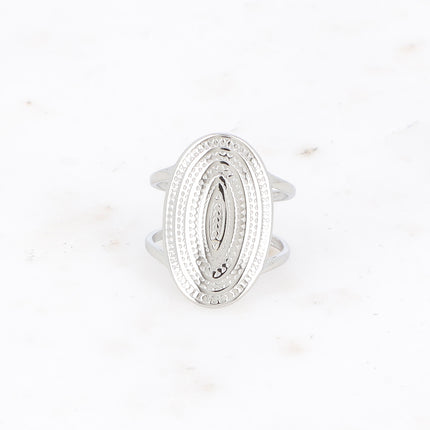 Bague large Blandine - grand ovale texturé
