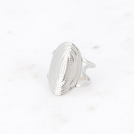 Bague large Blandine - grand ovale texturé