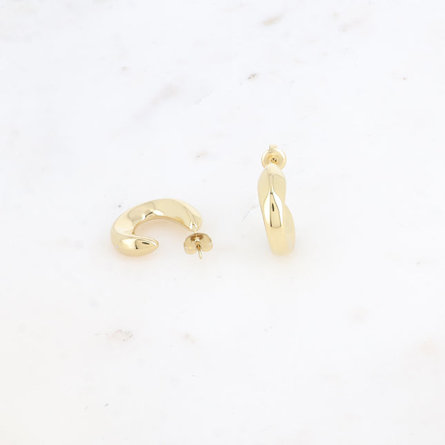 Creole earrings - wavy shape 17x23mm