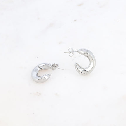 Creole earrings - wavy shape 17x23mm