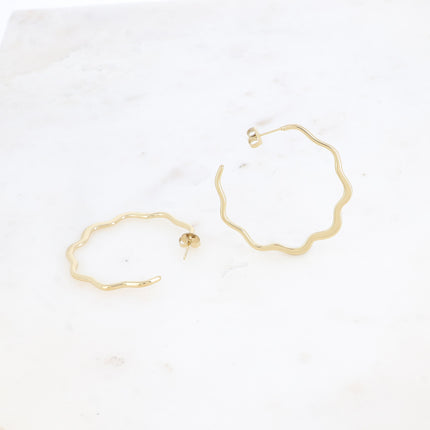 Créoles - anneau fin plat, ligne ondulée 42x42mm