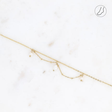 Selena anklet - pearls and freshwater pearls, dangling chains