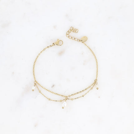 Selena Bracelet - Pearls and Freshwater Pearls, Dangling Chains