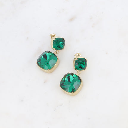 Boucles pendantes - 2 cristaux carrés 10mm et 18mm