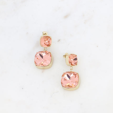 Boucles pendantes - 2 cristaux carrés 10mm et 18mm