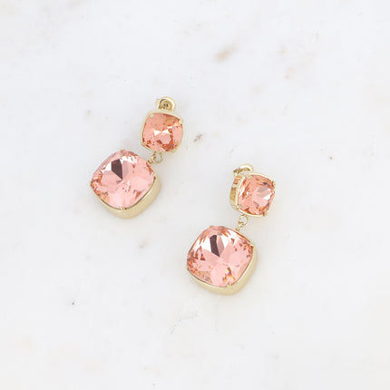 Boucles pendantes - 2 cristaux carrés 10mm et 18mm