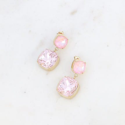 Boucles pendantes - 2 cristaux carrés 10mm et 18mm