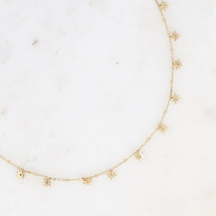 Collier - pampilles étoiles et chaîne avec boules
