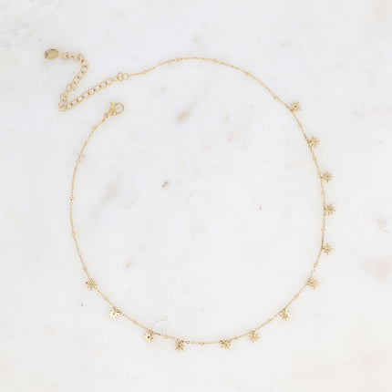Collier - pampilles étoiles et chaîne avec boules