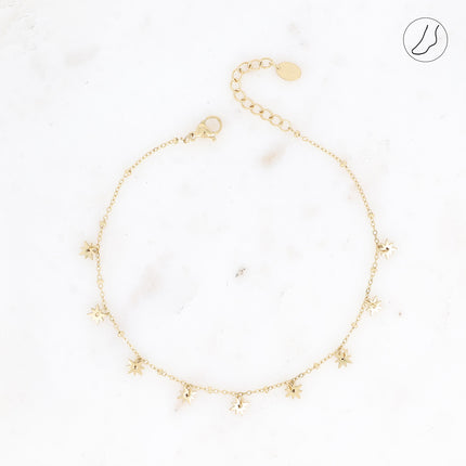 Bracelet de cheville - pampilles étoiles et chaîne avec boules