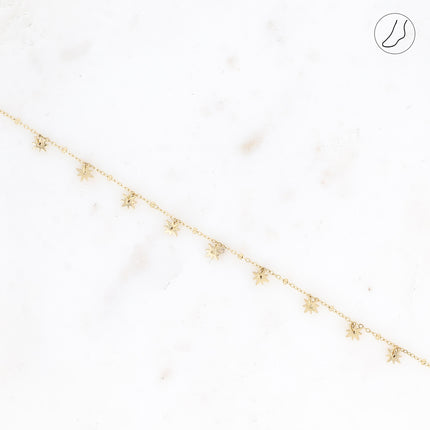 Bracelet de cheville - pampilles étoiles et chaîne avec boules