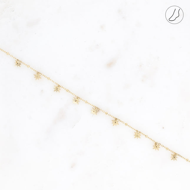 Bracelet de cheville - pampilles étoiles et chaîne avec boules