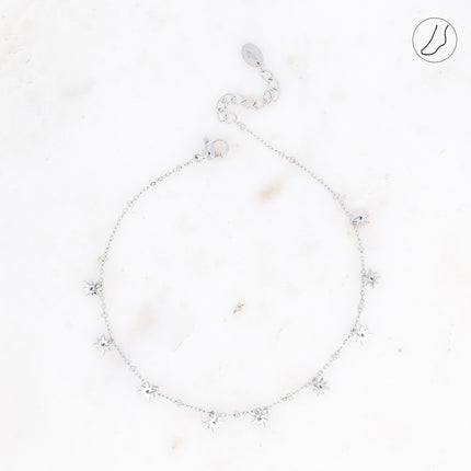 Bracelet de cheville - pampilles étoiles et chaîne avec boules