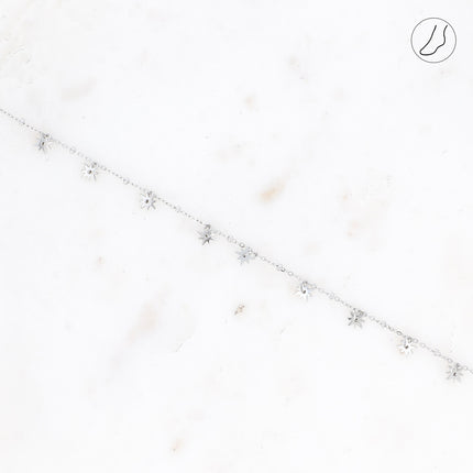 Bracelet de cheville - pampilles étoiles et chaîne avec boules
