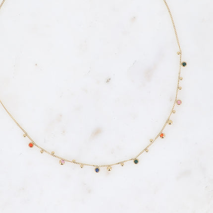 Collier Teyssa - boules et cristaux taillés