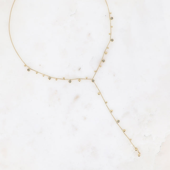 Teyssa Y Necklace - Beads and Cut Crystals