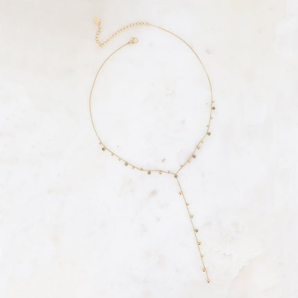 Collier Teyssa Y - boules et cristaux taillés
