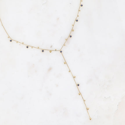 Collier Teyssa Y - boules et cristaux taillés