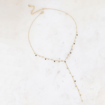 Collier Teyssa Y - boules et cristaux taillés
