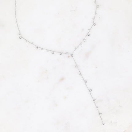 Collier Teyssa Y - boules et cristaux taillés