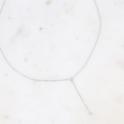 Collier Y - petit pendentif avec oxydes de zirconium