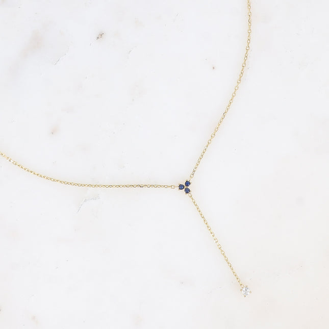 Y-shaped necklace - small pendant with cubic zirconia