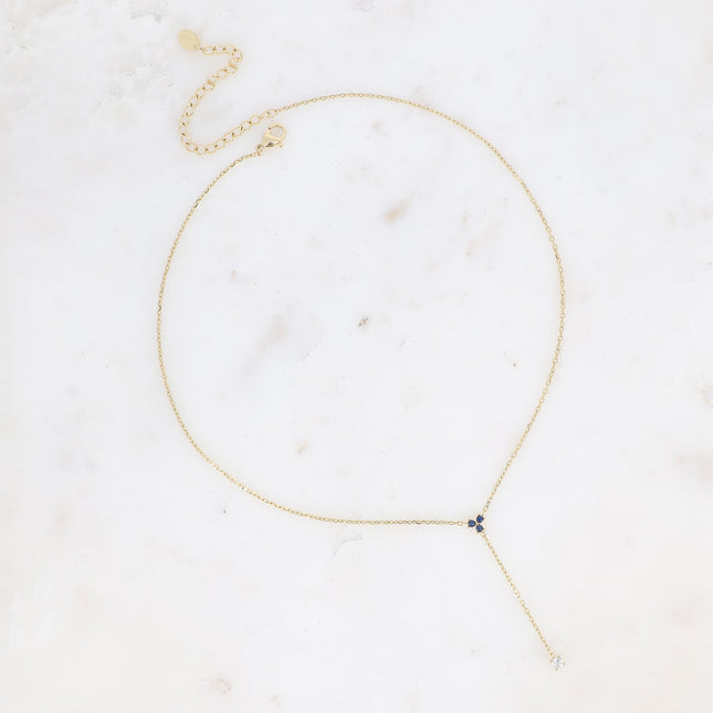 Y-shaped necklace - small pendant with cubic zirconia