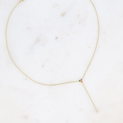 Collier Y - petit pendentif avec oxydes de zirconium