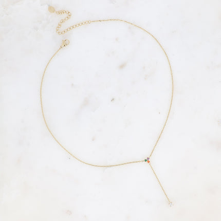 Collier Y - petit pendentif avec oxydes de zirconium