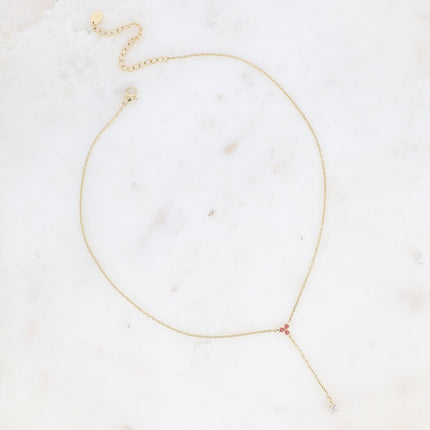 Collier Y - petit pendentif avec oxydes de zirconium