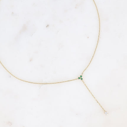 Collier Y - petit pendentif avec oxydes de zirconium