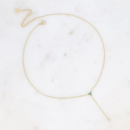 Collier Y - petit pendentif avec oxydes de zirconium