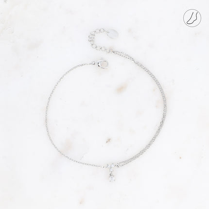 Bracelet de cheville - petit pendentif avec oxydes de zirconium