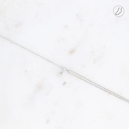 Bracelet de cheville - petit pendentif avec oxydes de zirconium