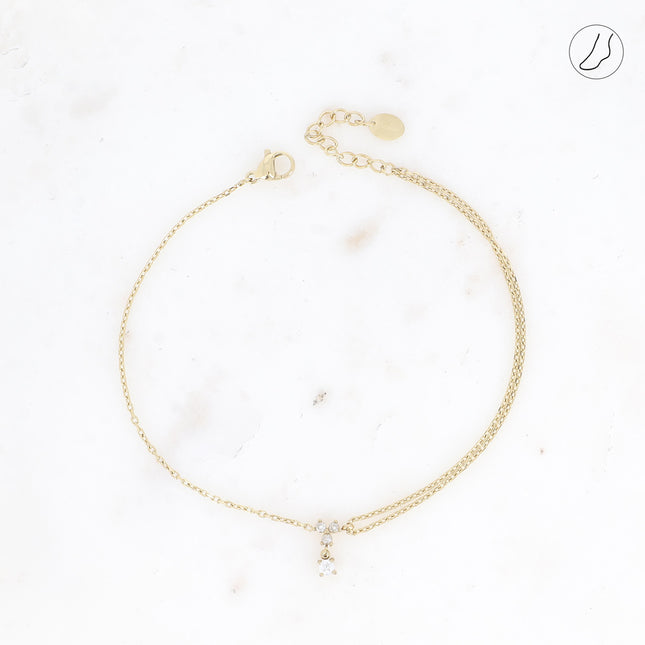 Bracelet de cheville - petit pendentif avec oxydes de zirconium